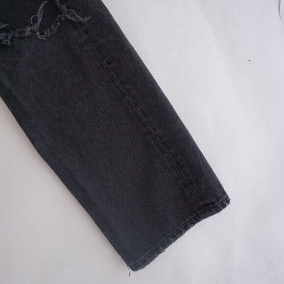 Agolde 90's Black Distressed 100% Cotton Button Fly Straight Leg Jean 26 - Picture 3 of 16